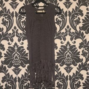 Chic Gray Sleeveless Fringe Tank Top